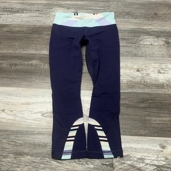 Lululemon Run Inspire Crop II Cadet Blue Womens 4 Workout Gym‎ Luxtreme Leggings - Picture 1 of 10